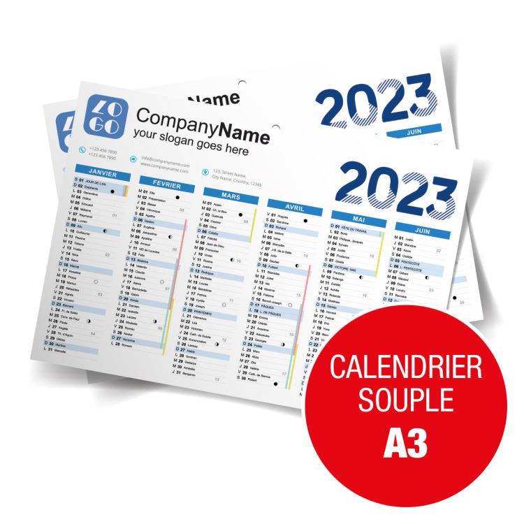 Calendriers souple A3