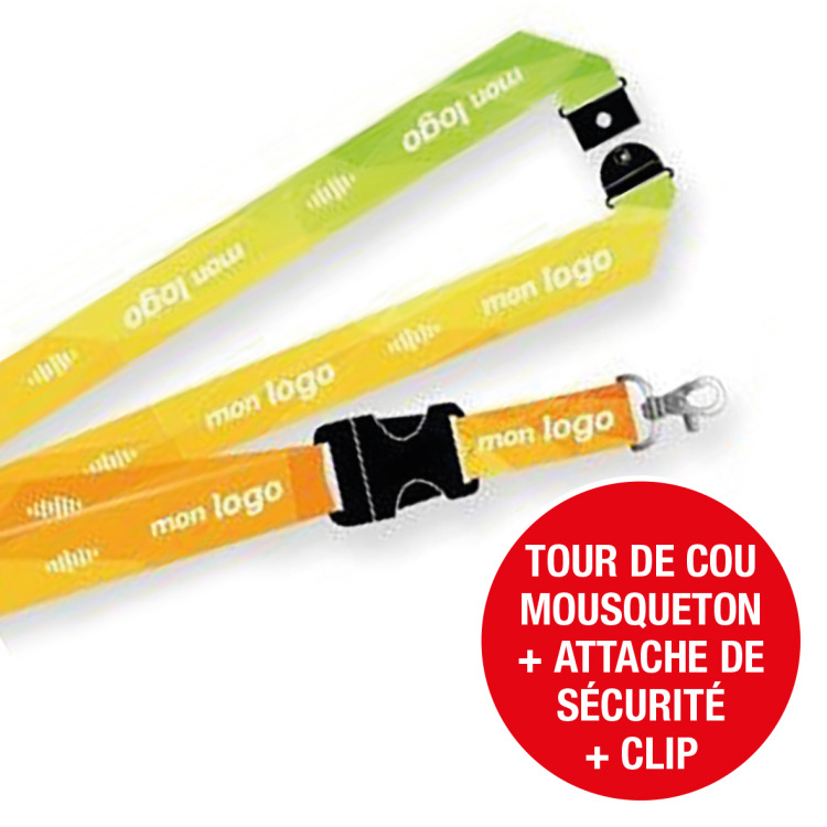 Tours de cou Mousqueton + Attache de Sécurité + Clip